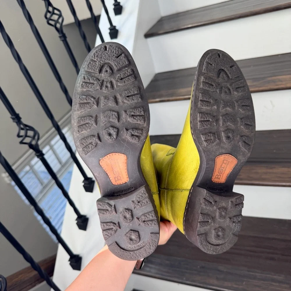 Incredible Chartreuse Born Leather Western Boots Size 8.5 - Picture 7 of 9